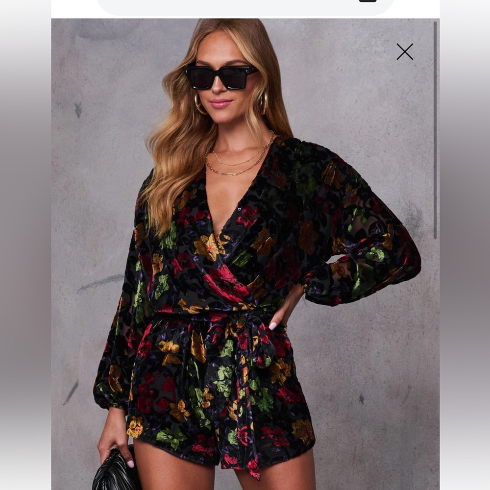 Floral Velvet Wrap Dress
